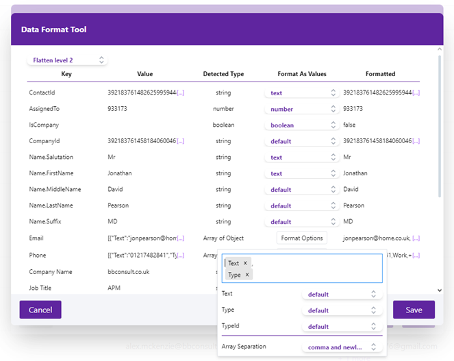 Data Formatting Tool